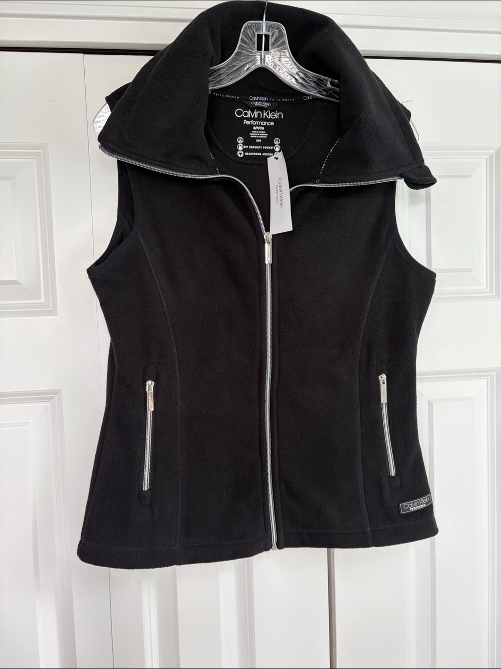 Calvin Klein Black Sleeveless Zip-Up Fleece Vest S